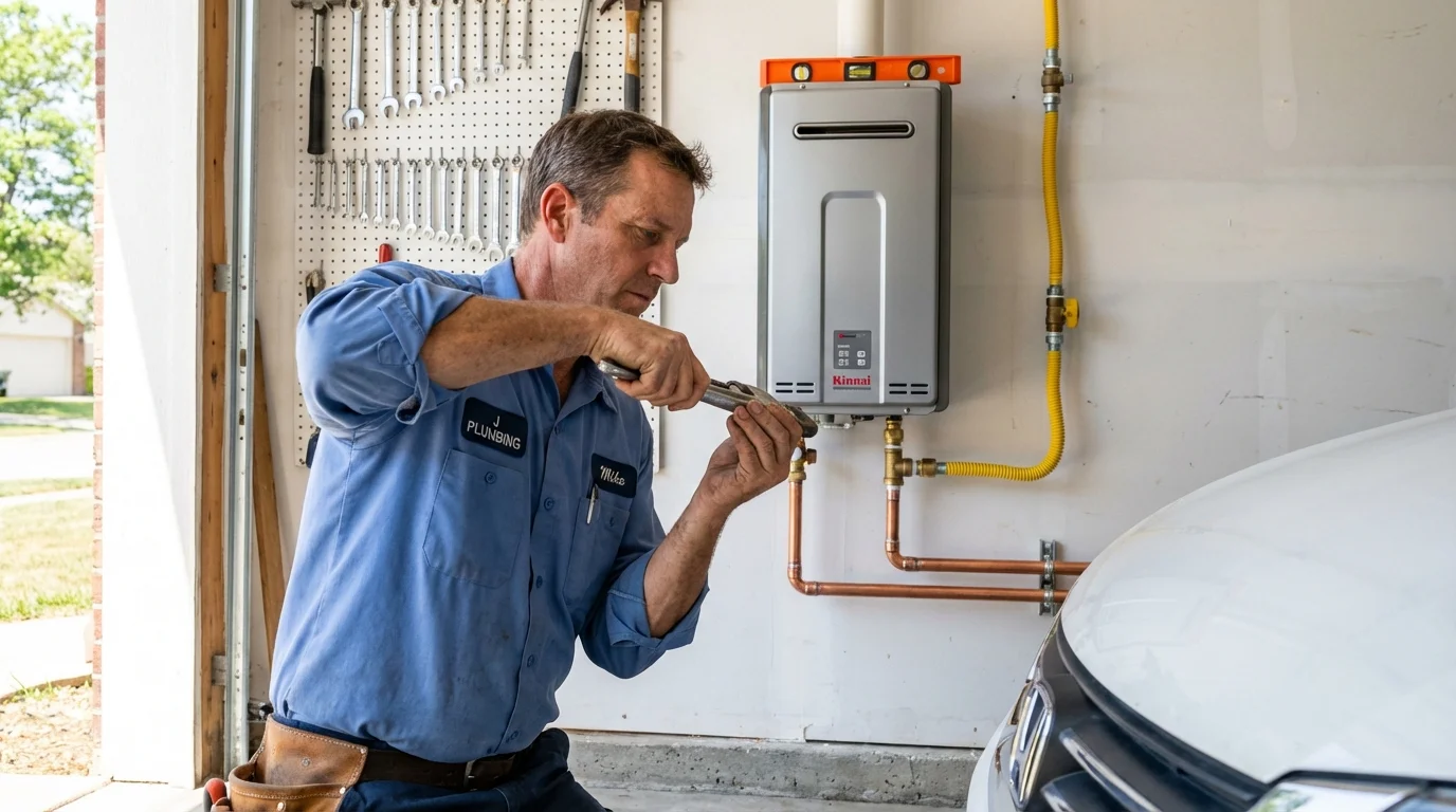 Tankless water heater installation by a Johns Plumbing LLC plumber in Friendship